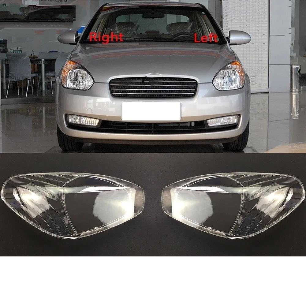 Coche Lámpara Cubierta Para Hyundai Para Accent 2006~2010 Cubierta Lámpara Faro Delantero Pantallas Lámpara Transparentes Carcasa Faros Lente Reemplazo Plexiglás(Izquierda)