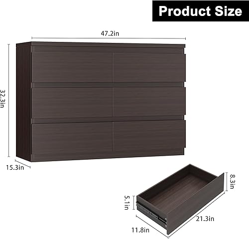 Miniatura 2 de Cómoda Moderna de 6 Cajones - Cómoda Simple de Cajones para Dormitorio, Closet, Sala de Estar, Pasillo, Entrada, Cómoda Doble de Almacenamiento de