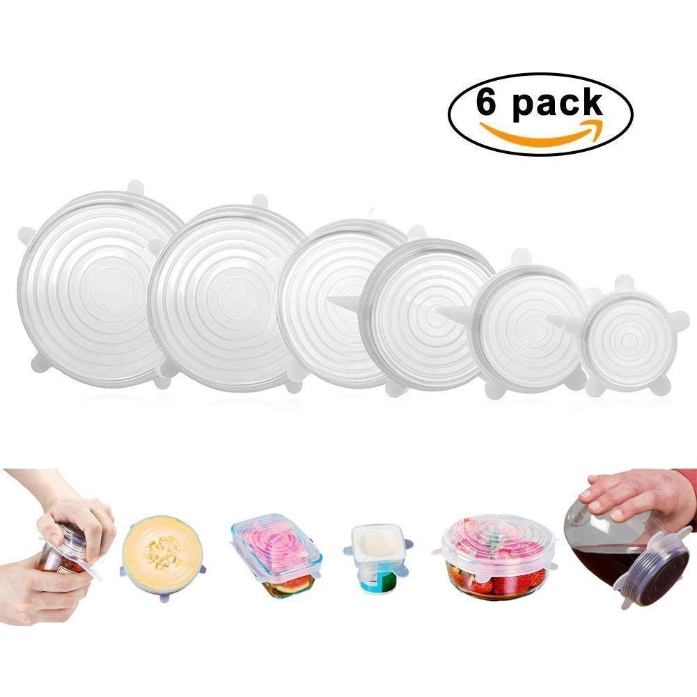 Microwave Safe, Reusable, Durable, Dishwasher Silicone Stretch Lids Flexible Bowl Covers for Bowl, Can, Jar, Glassware (Set of 6) — Amazon image 4