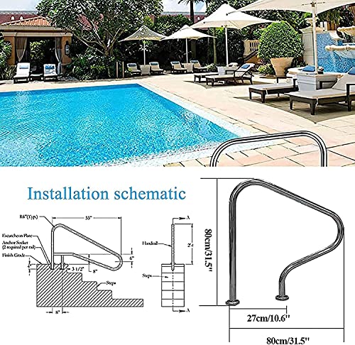 Barandal para piscina acero inoxidable 304 con cubierta azul miniatura 2