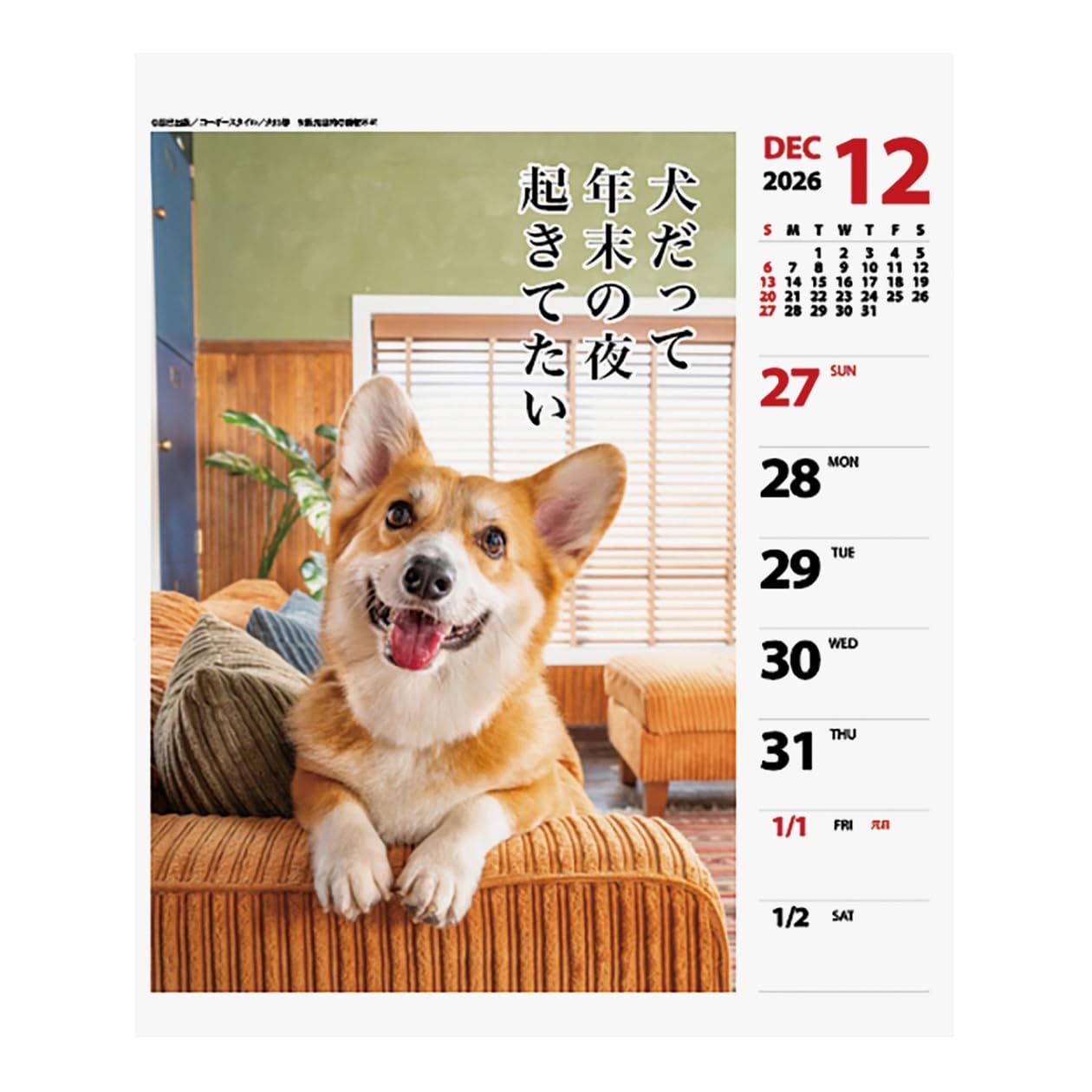 Amazon | 2026年カレンダー コーギー川柳(週めくり) | カレンダー