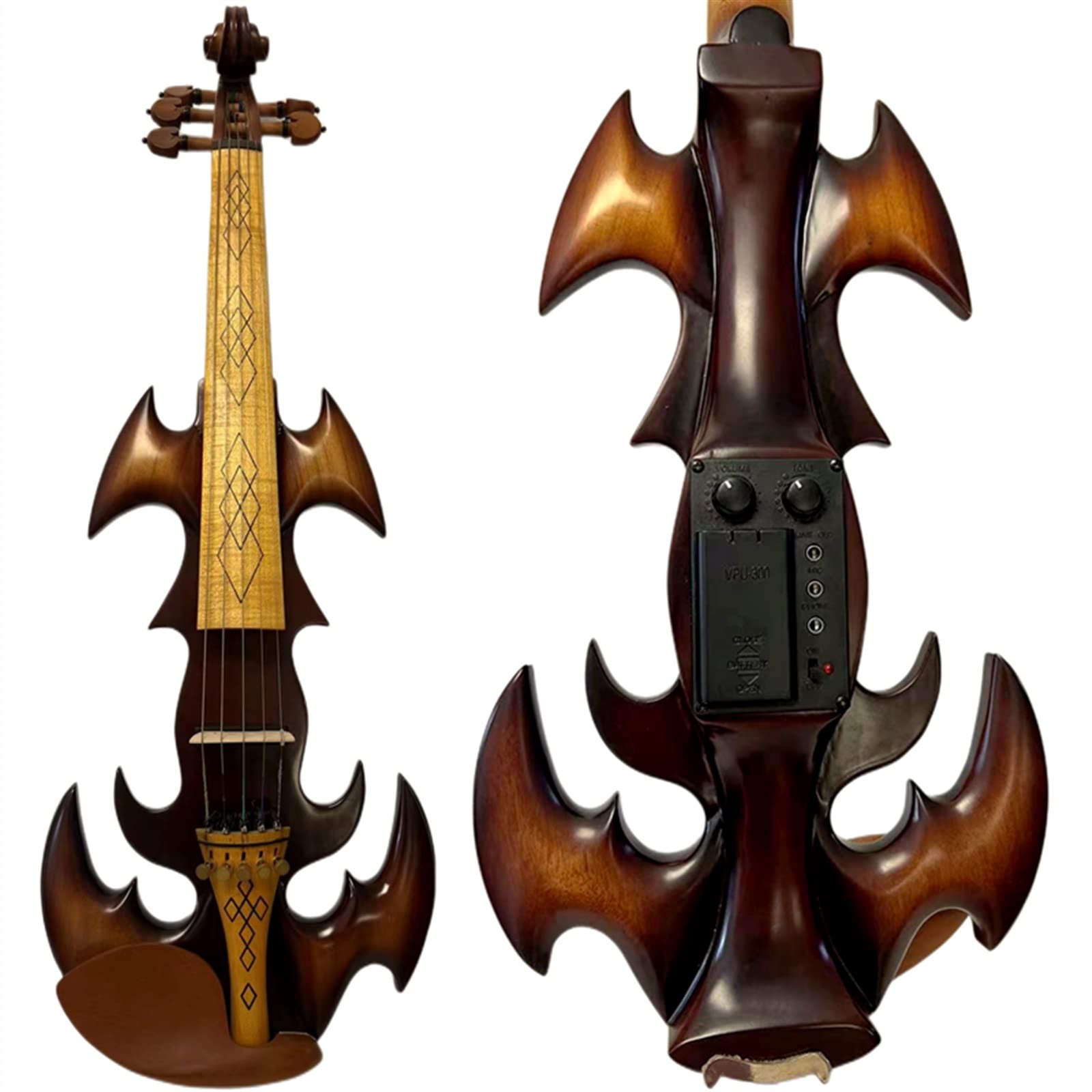 Violon Student Legno Massello 5 Corde 4/4 Violino Elettrico Violino Parti in Legno di Bosso con Custodia, Archetto, Cavo di Collegamento