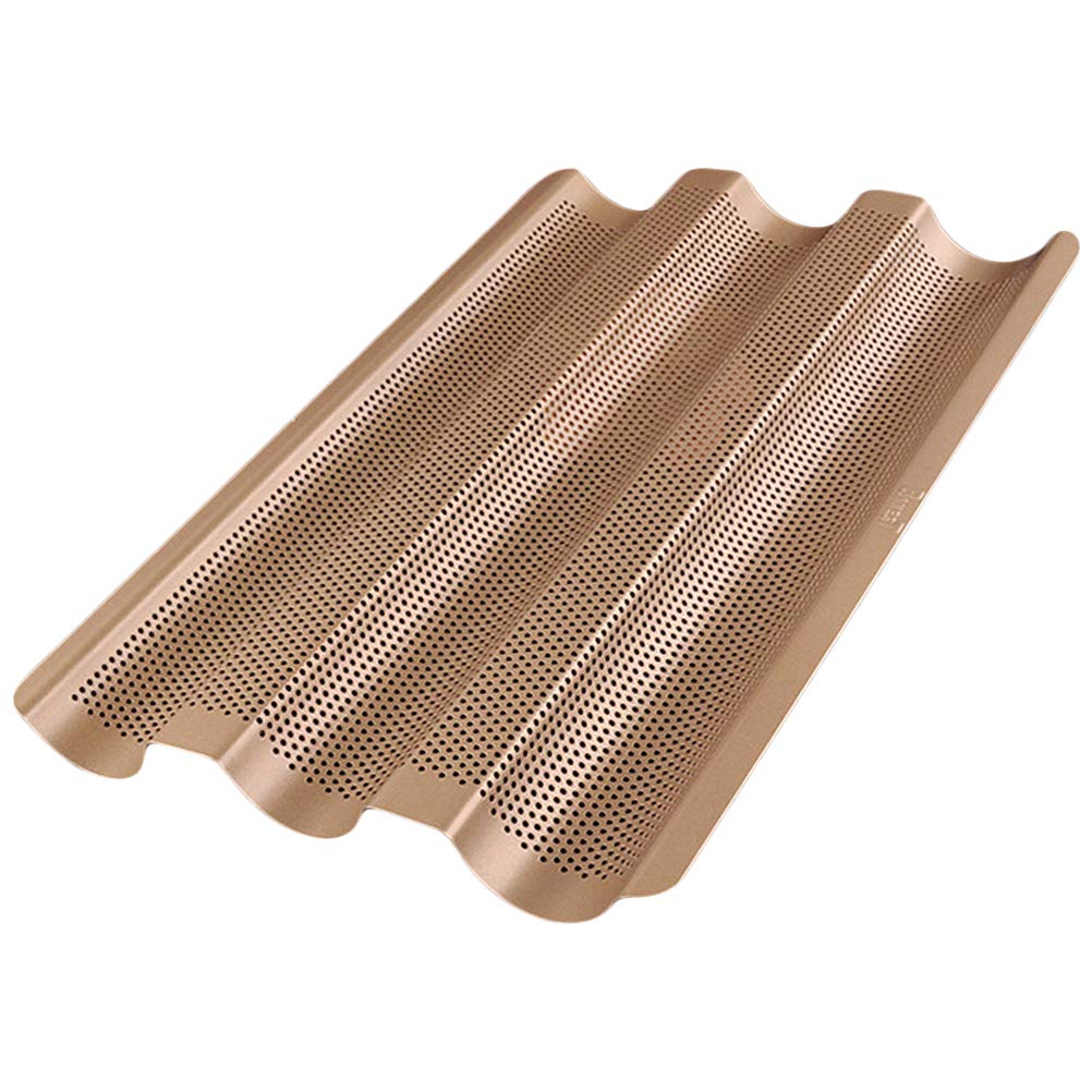 French Bread Baking Pan aus Hochwertigem Edelstahl Nonstick Baguetteform mit Schneller Wärmeleitung Gleichmäßiger Hitzeverteilung Säure Alkalibeständig Langlebiges Backblech in