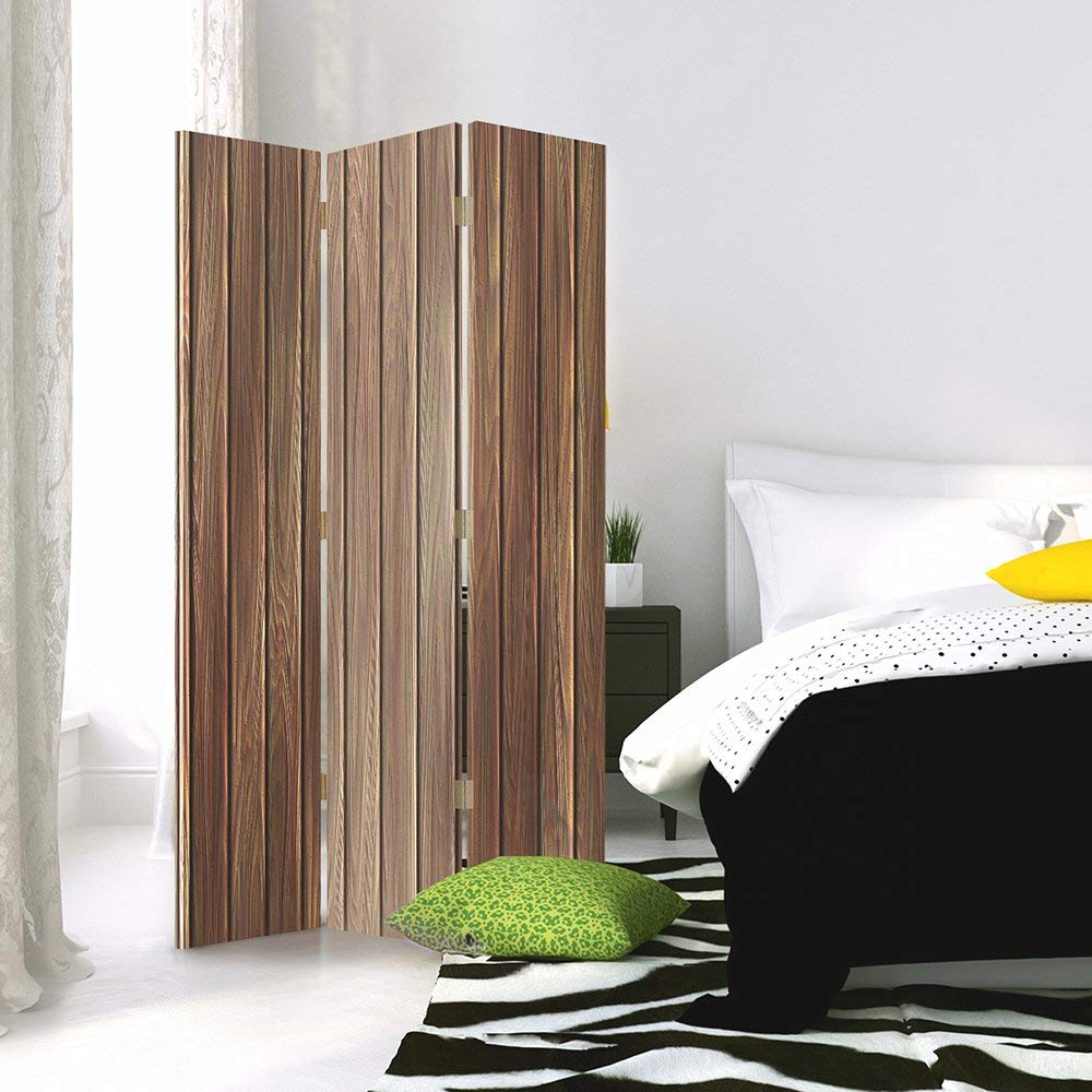 Feeby Paravent Planches 110x150 cm Une Seule Côté Cloison de séparation Écran Pliant Foto Paravent Interieur Décoratif Mur Espagnol Impression sur Toile Chambre d'enfant Salon Bureau Marron