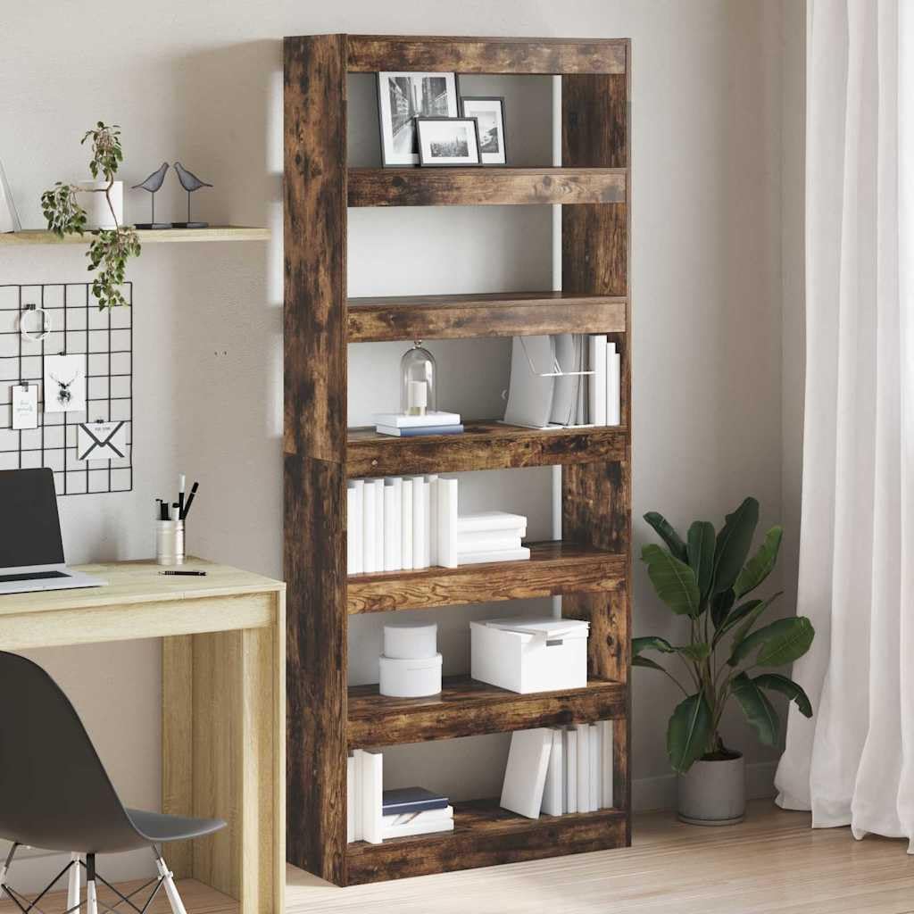 Libreria in rovere affumicato, 80 x 30 x 198 cm
