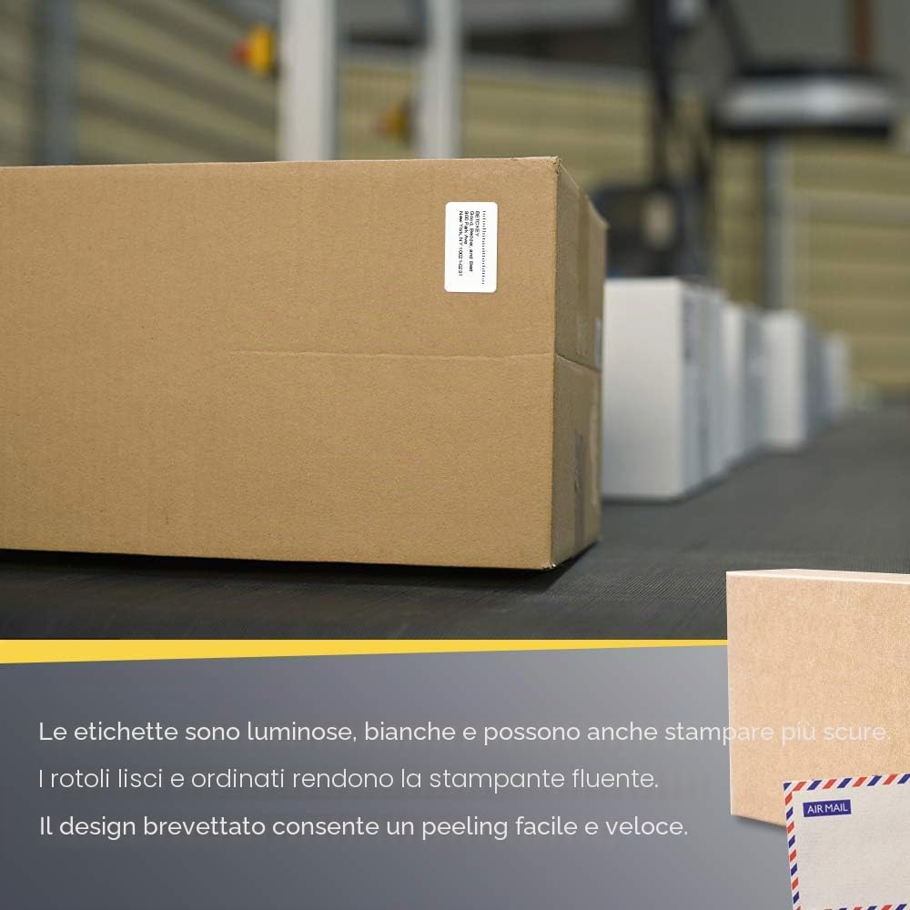 BETCKEY - 38mm x 22mm(1,5 in x 0,85 in) Perforated Etichette Termiche Polivalenti Compatibile con stampanti Zebra e altre [10 Rotoli/15000 Etichette]