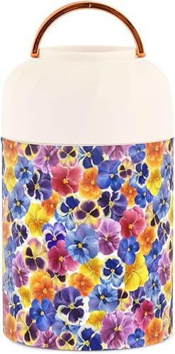 Miniatura 2 de Pansy Flower Food Jar with Spoon Stainless Steel Vacuum Insulated Food Container 17 oz Food Flask for Lunch