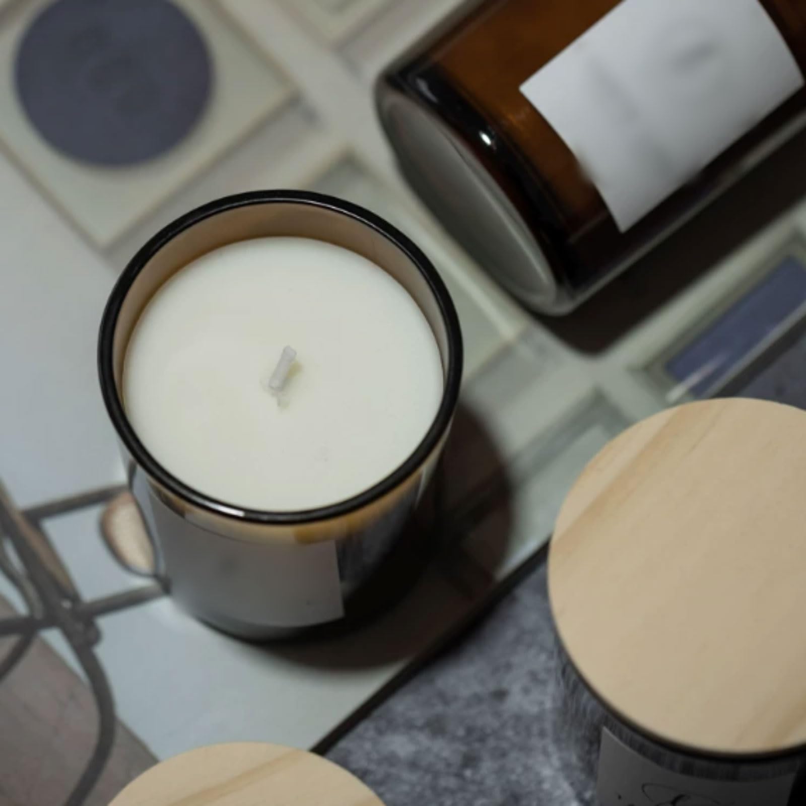 Duftkerze, Moderne Glaskerzen mit Deckel, wiederverwendbar, Aromatherapie, langlebig, stark duftend, Heimduft