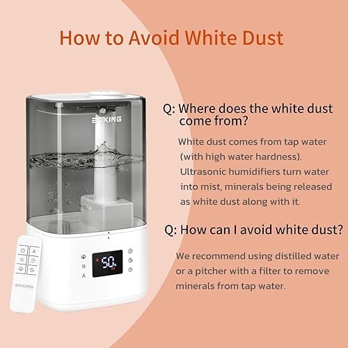 Miniatura 7 de BOXING Humidificadores de niebla cálida y fría de 6 L para dormitorio, humidificador de aire para habitación grande con control remoto, modo