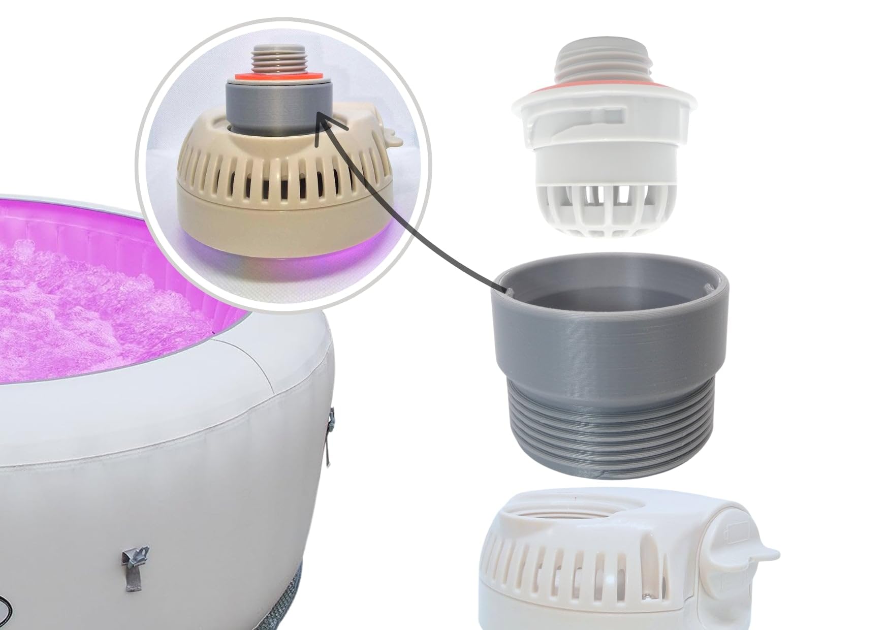 ME&SG Adaptador de luz LED personalizado compatible con jacuzzis inflables portátiles Bestway Lay Z Spa Salu Spa Coleman (LED no incluido)