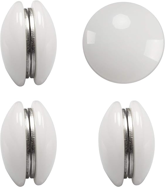 Barossa Design Magnetic Curtain Weights 4 Sets(8 PC) - Use of Weighted Shower Curtain Liner Weights, Curtain Magnets Closure, Flag Weights, Heavy Duty Works Outdoor Curtains - White, Round
