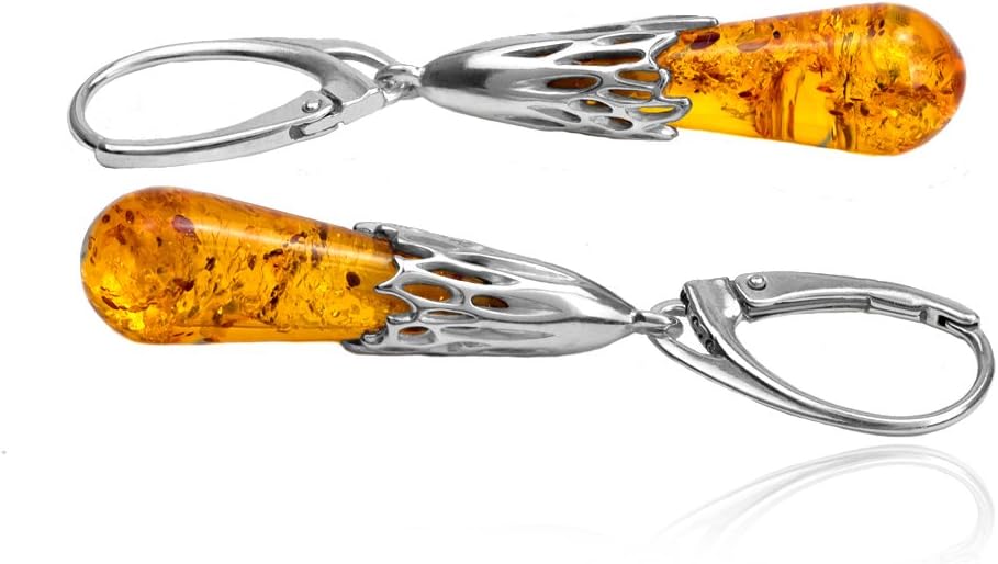 Ian and Valeri Co. Amber Sterling Silver Leverback Drop Earrings