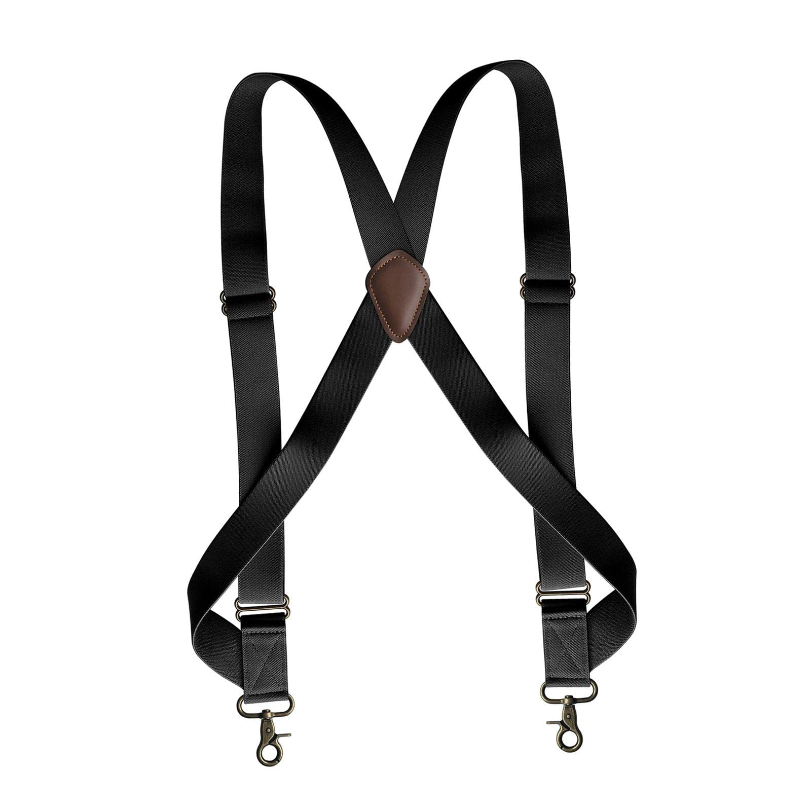 Tirantes giratorios para hombre en forma de X, elásticos, 3,6 cm de ancho, ajustables, color café
