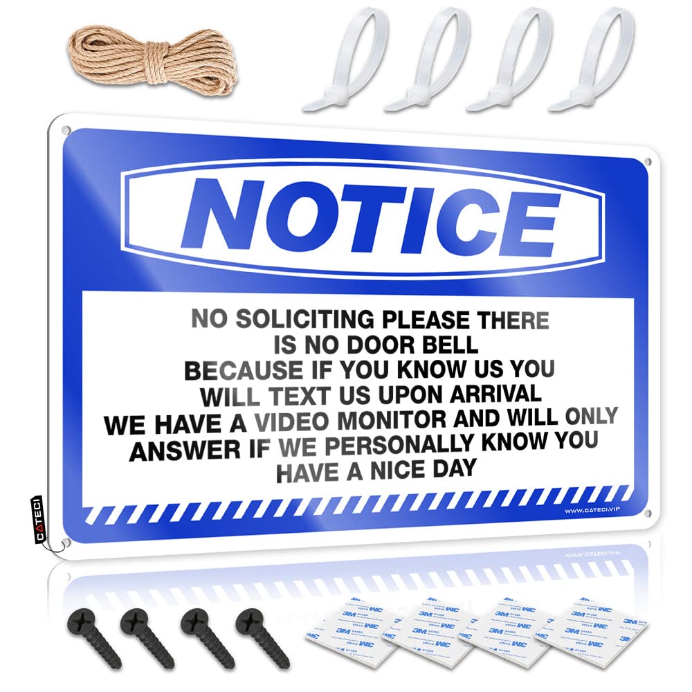 IBWNBBUSN Signs For Man Cave Notice No Soliciting Please There Is No Door Bell Tin Sign Small Sign Funny Signs For Home Bar(20X30CM)