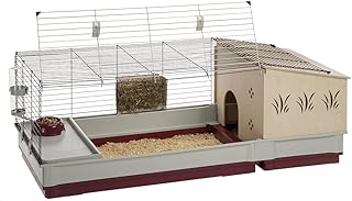 Ferplast Krolik Rabbit Cage | Extra-Large Rabbit Cage w/Wood or Wire Hutch | Rabbit Cage Includes All Accessories