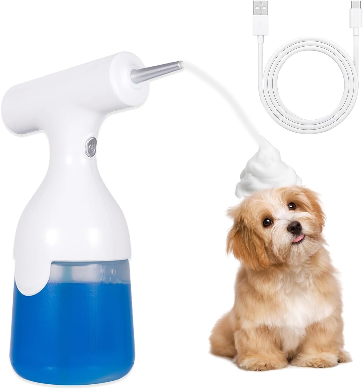 Electric Dog Cleaning Foam Soap,Waterproof Electric Dog Shower,Wall Mountable Foamer,Pet Shower Accessories for Dog Bath/Cat Bath/Kitchen Sink/Bathroom,Ultra Long Standby