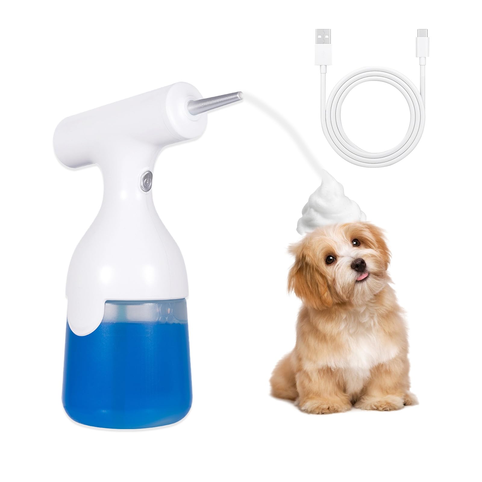 Electric Dog Cleaning Foam Soap,Waterproof Electric Dog Shower,Wall Mountable Foamer,Pet Shower Accessories for Dog Bath/Cat Bath/Kitchen Sink/Bathroom,Ultra Long Standby