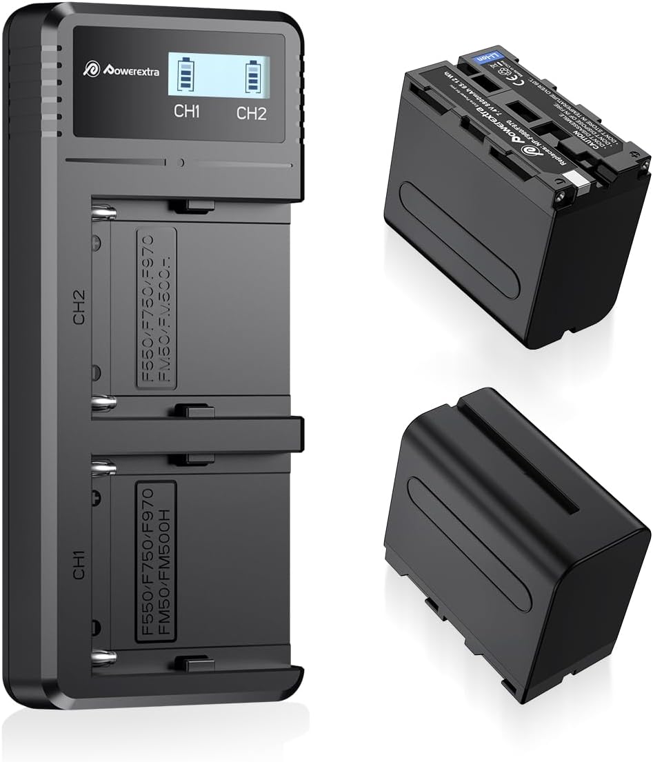 NP-F970 Battery and Fast Charger Dual USB Charger for Sony NP-F970 NP-F930 NP-F950 NP-F960 NP-F550 NP-F530 NP-F330 NP-F570 Battery and Sony handycams LED Light Monitor