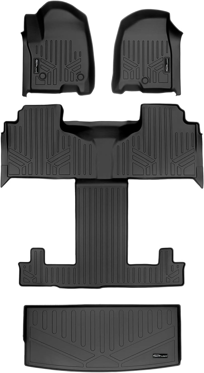 3 Rows & Cargo Liner Set Compatible with 2021-2023 Cadillac Escalade with 2nd Row Bucket Seats