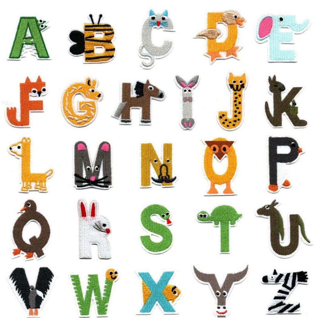 Iron on Patches Letters Alphabet Patches Animal Shaped Diy Motif Iron on or Sew on Patches Appliques for Jeans Jackets Backpacks 1set