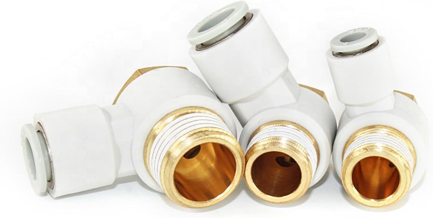 KQ2V Type Hexagon Universal Male Elbow One-touch Right Angle Connector Pneumatic Components Pipe Fitting 10Pcs(KQ2V08-04S)