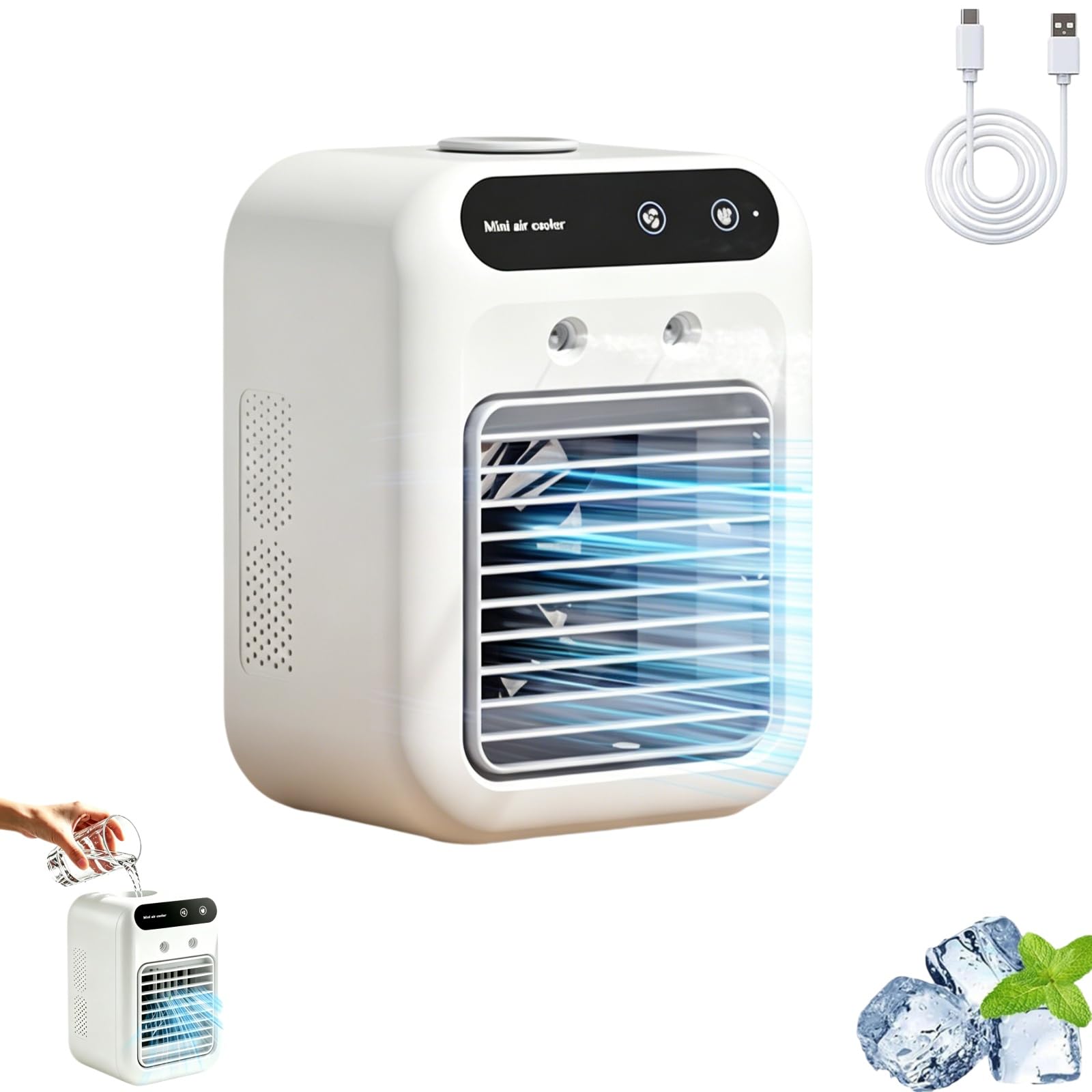 Epicoole Portable Fan Original with Water Tank, Mini Fan for Home Office Travel (16 * 11 * 21cm-1PCS)