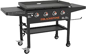 Blackstone 36" Grill & Gas Griddle with Dual Side Shelves & Powder Coated Steel, Black - Portable Outdoor Cooking Equipment and Station for BBQ, Frying, and Grilling