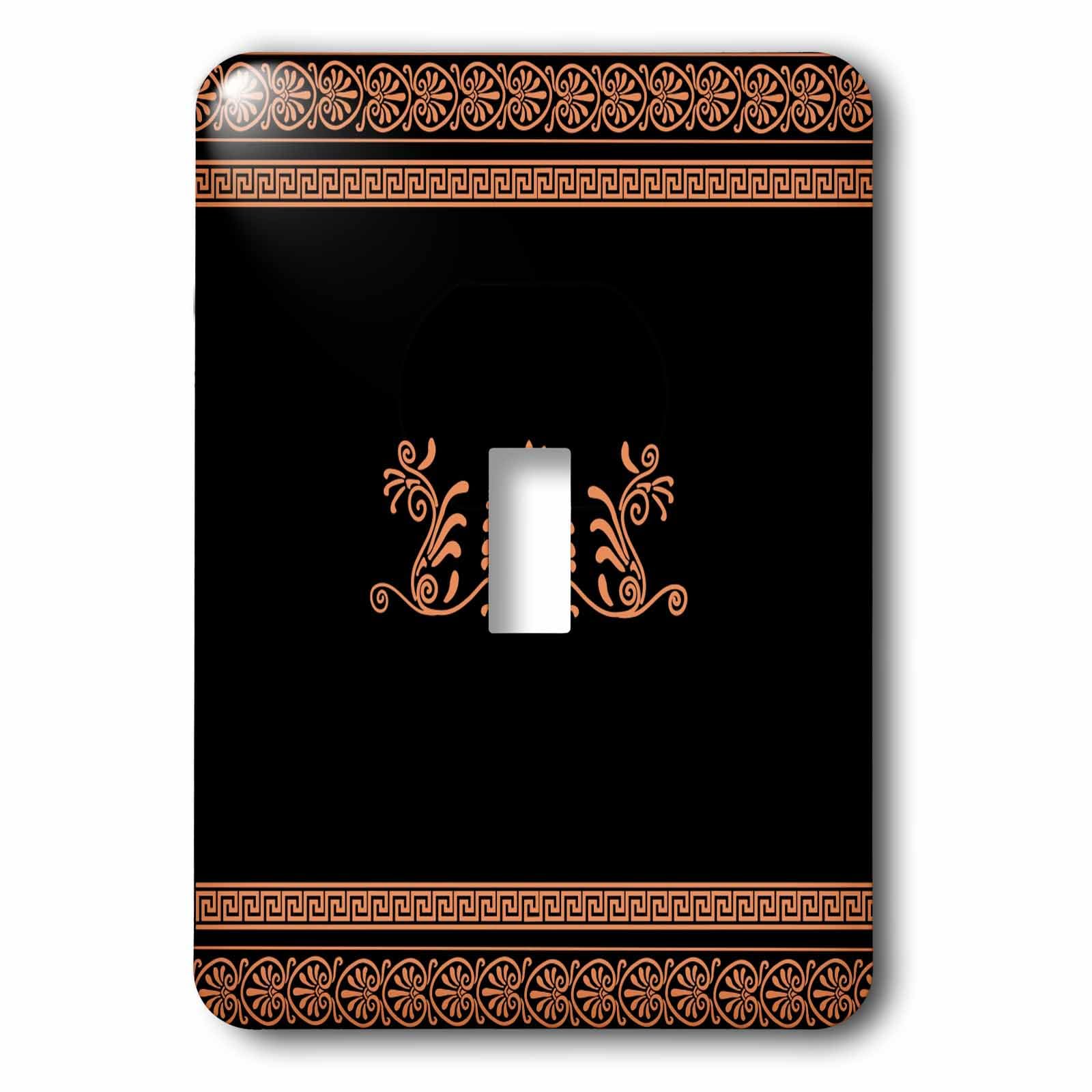 Interrupteur à bascule unique spirale grecque feuilles palmier orange noir 3dRose LSP_56708_1