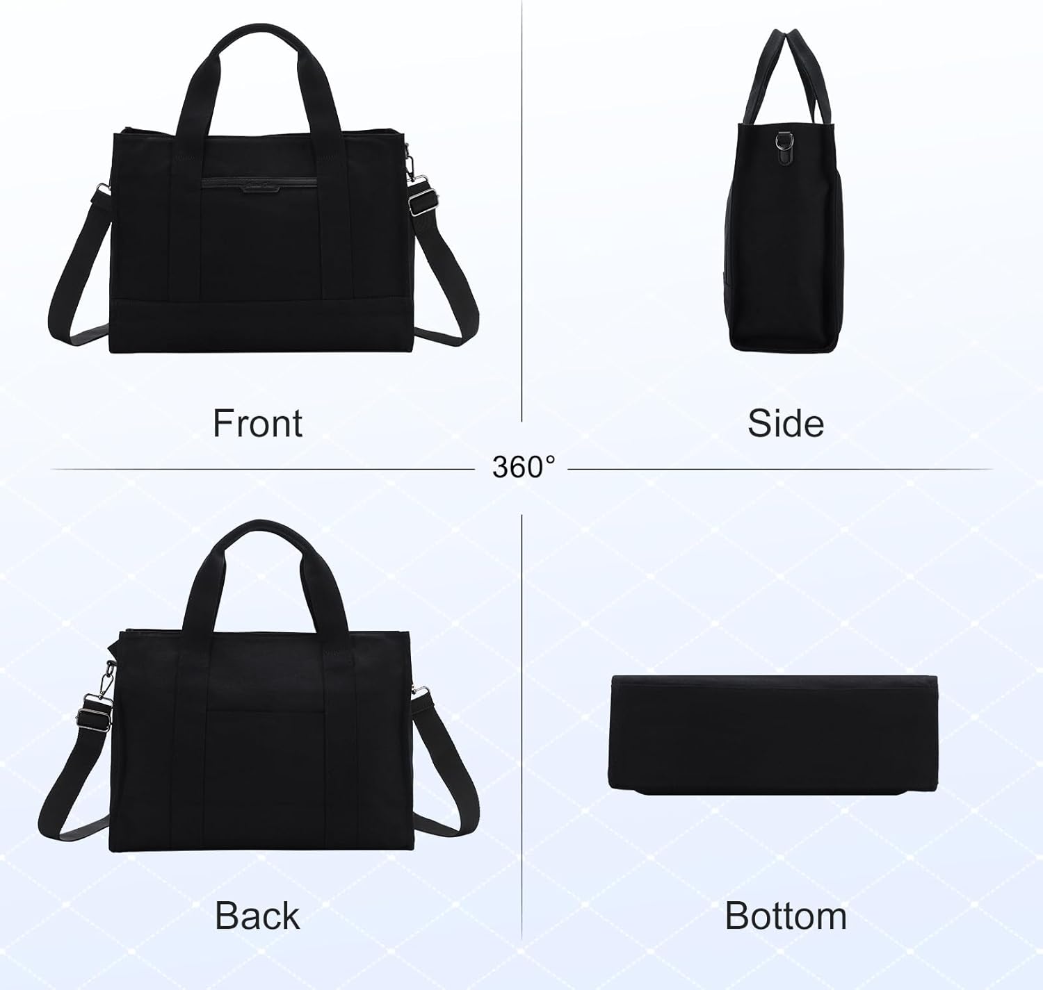 Chase Chic Canvas Tote Bag with Zipper for Women, Multi Pocket Shoulder Crossbody Handbag Bag with Compartments for Work - Image 7