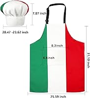 Vista 2 de SATINIOR Italian Apron and Chef Hat for Women Men Italian Costume Fabric Bib Italy Flag Apron with Pocket Red Green Italy Gifts for Adult Kitchen