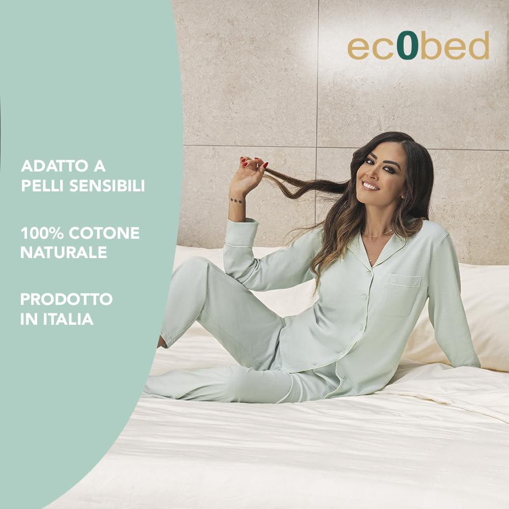 zer0bed, Set Lenzuola Matrimoniali Tinta Unita, 100% Cotone Solo Sbozzima, Senza Candeggiatura, Senza Tintura, Completo Letto,Made In Italy, Ec0bed, Fresco, Traspirante, Matrimoniale
