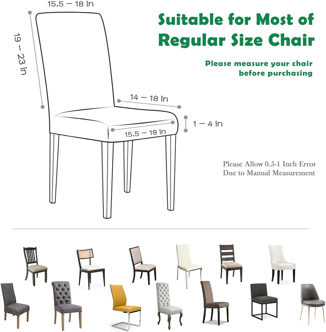 Aertiavty Chair Covers for Dining Room Set of 4 Kitchen Chair Seat Covers, Dining Room Chair Covers Chair Slipcover Parsons Chair Covers, Grey