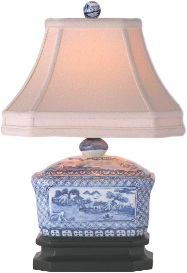 Mtbkwinn Enterprises LPDBWS088A Box Table Lamp - Blue and White