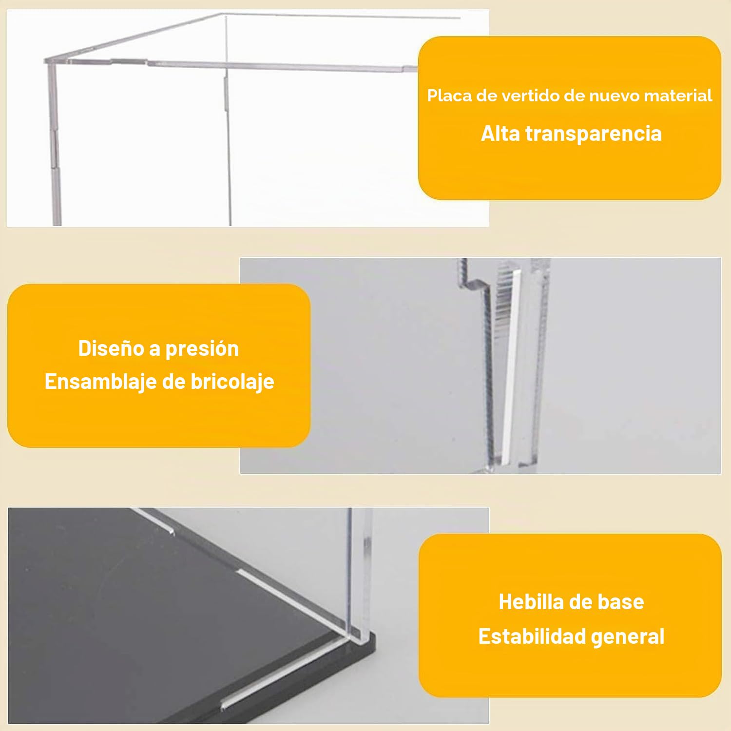 Vitrina Transparente de acrílico, 30 x 30 x 15 cm, para Montar, Caja organizadora de Cubos, a Prueba de Polvo, con Base Negra para Figuras de acción, Juguetes c