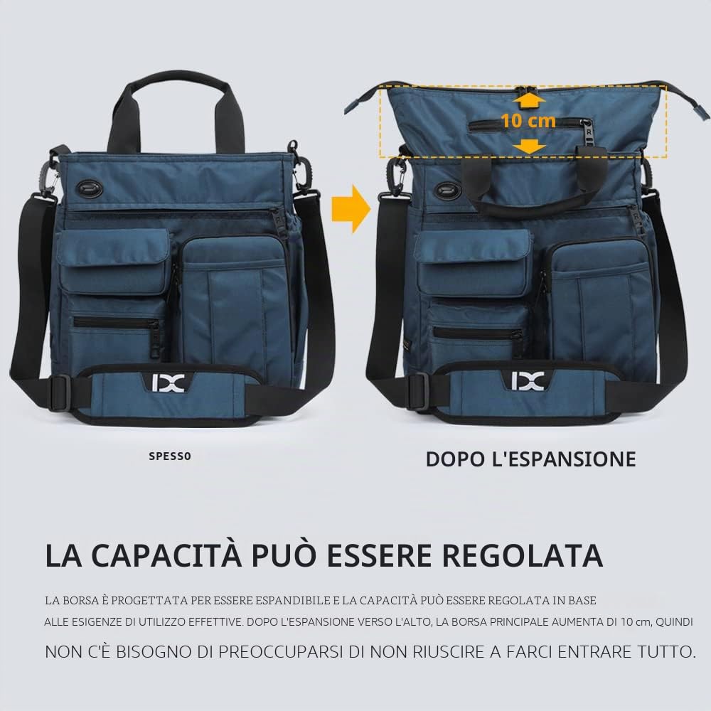 Borsa da uomo a tracolla, per computer portatile, borsa da lavoro, impermeabile per viaggi