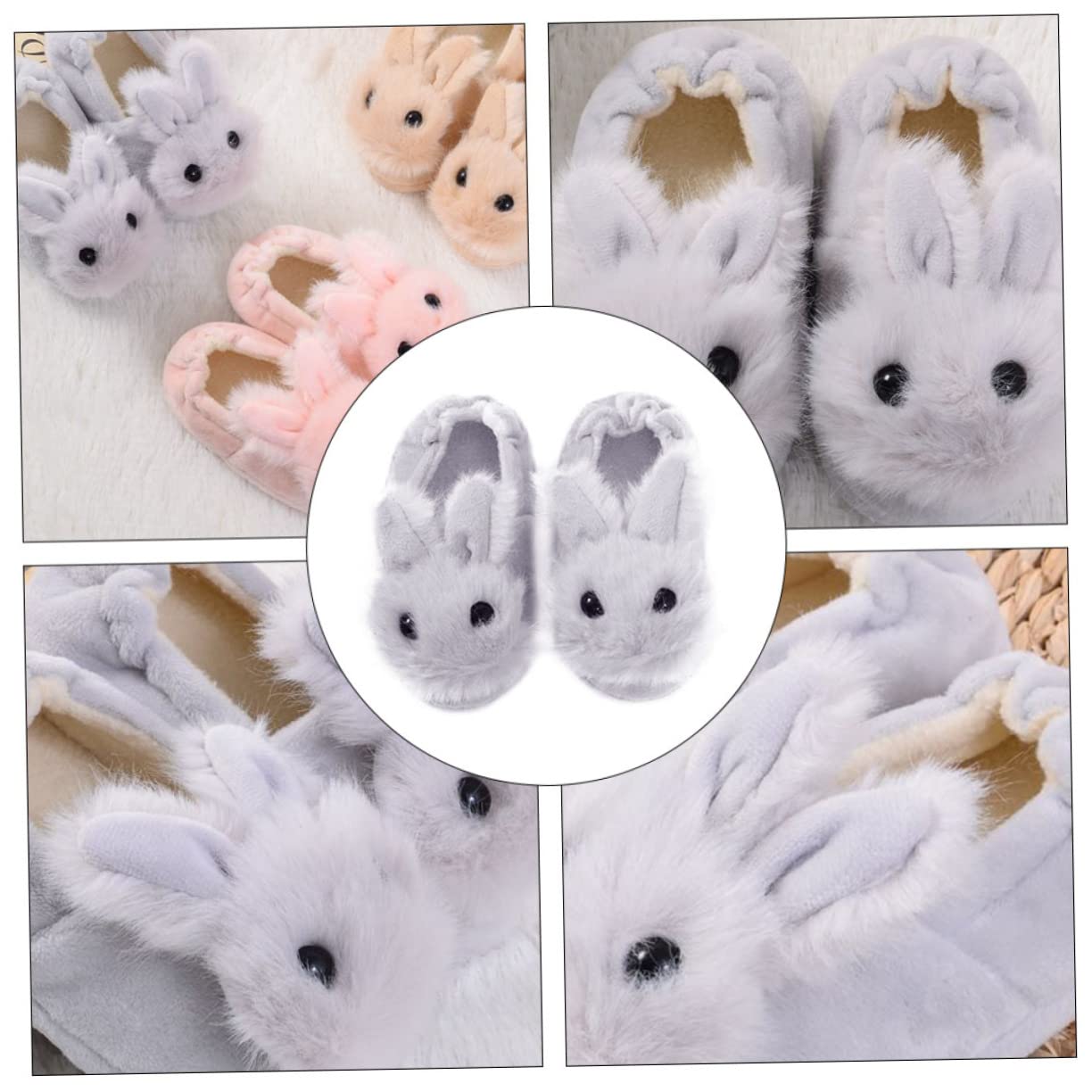 VANZACK 1 Pair Bunny Shape Warm Slippers for Non Slip Winter Footwear for Indoor Outdoor Use Present for Little Ones