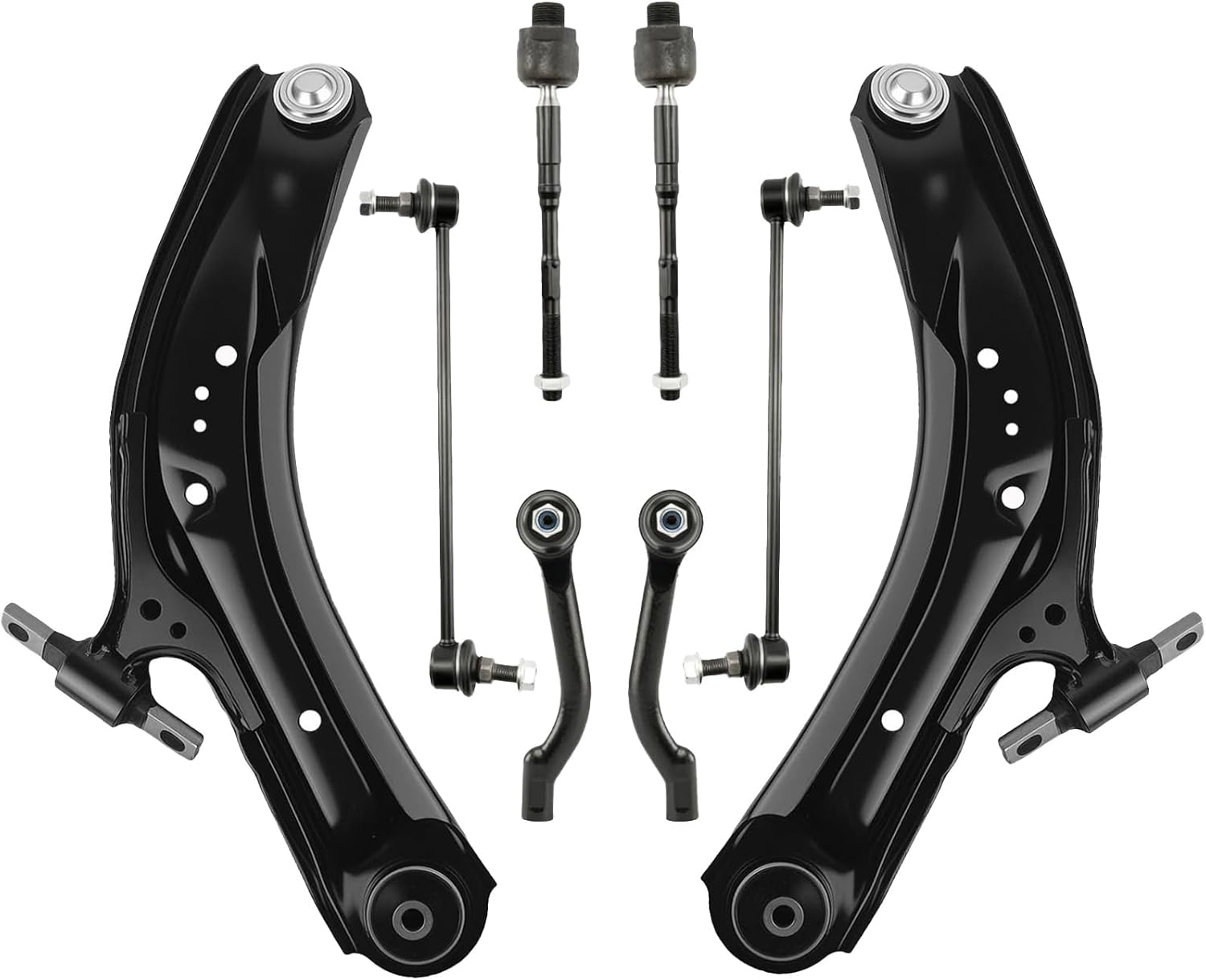 8PCS Front Lower Control Arms with Ball Joints Sway Bar Links Tie Rod Ends Suspension Kit for 2017-2019 Nissan Qashqai,for 2014-2019 Nissan Rogue