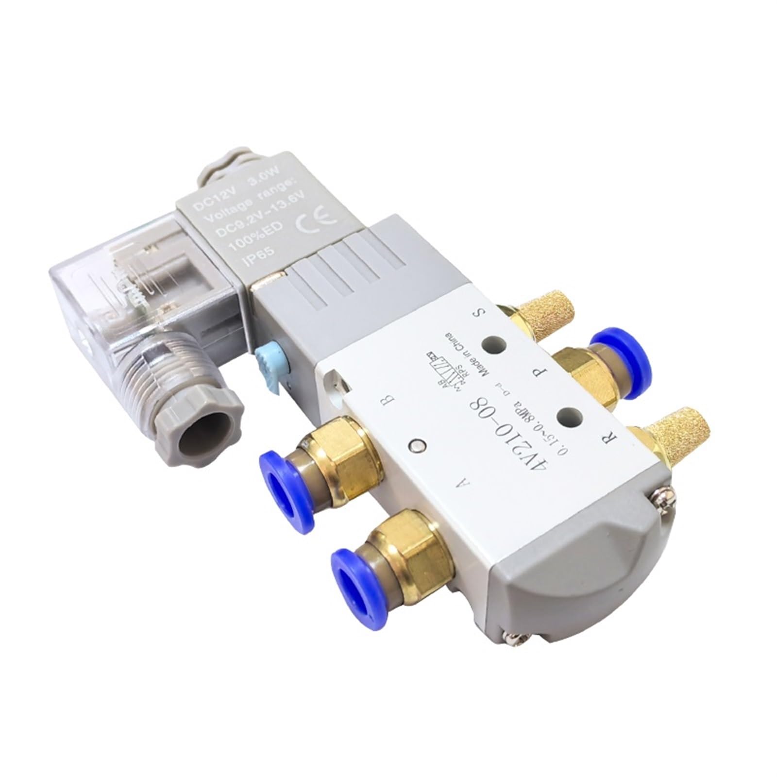 Válvula solenoide eléctrica neumática 4V210-08, válvula magnética de aire y gas de 5 vías y 2 posiciones, 12 V, 24 V, 220 V, accesorios de manguera de 4 mm a 12 mm, 1 unidad(PC 12mm Fittings,DC24)