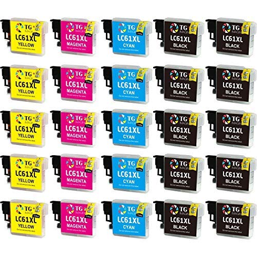 Tg Imaging (25 Pack, 10B+5C+5Y+5M) Compatible Lc61 Lc-61 Ink Cartridge Lc 61 Xl Xxl To Use With Mfc-495Cw 490Cw 5890Cn 5895Cw 6490Cw 6490Cw 6890Cdw Printer, Sold #TOP7