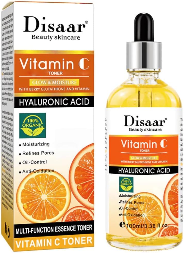 DISAAR BEAUTY Vitamin C Toner Hyaluronic Acid Moisturizing Refines Pores Oil-Control Orange Extract Repair Skin 100ml / 3.38fl.oz