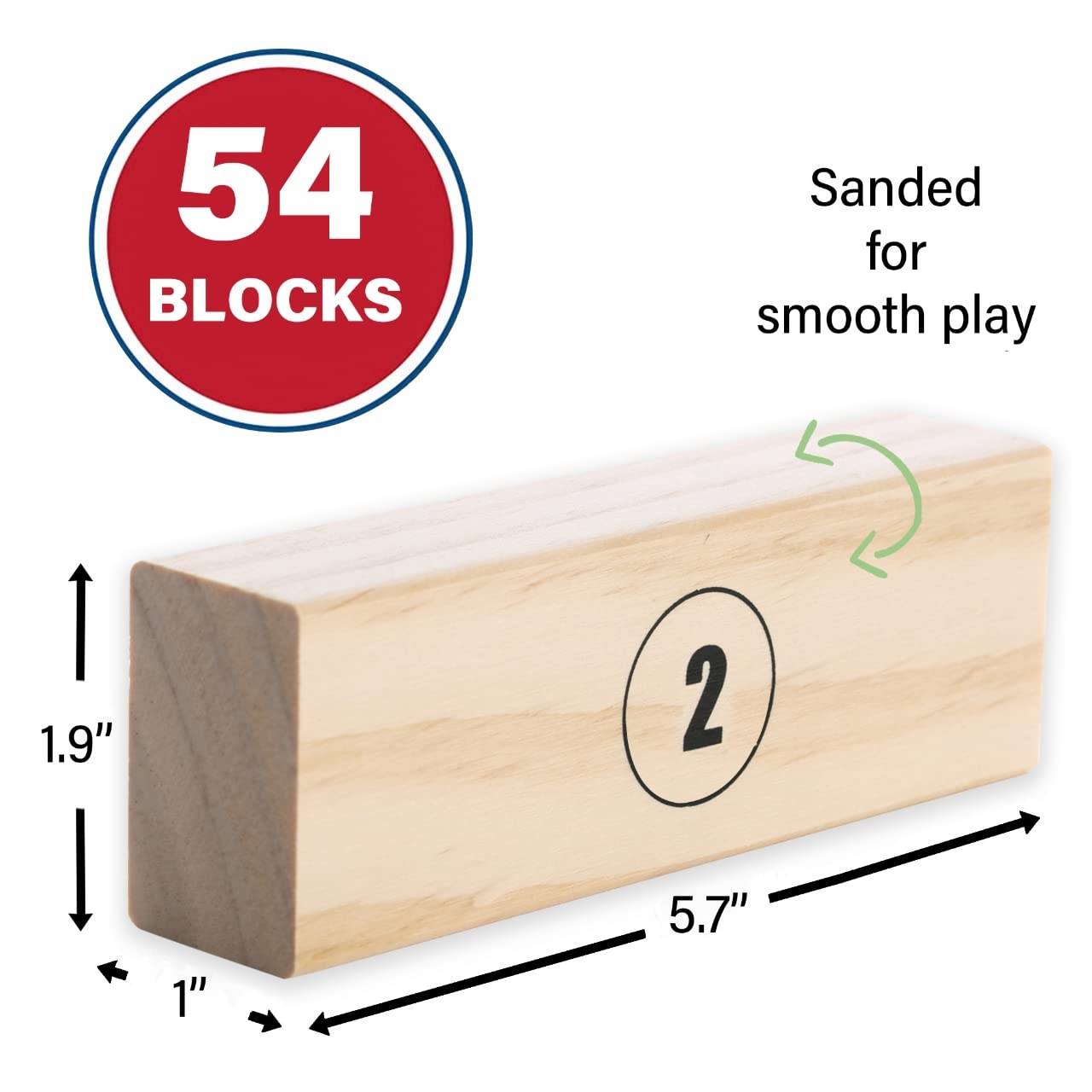 Medium Tower Game Yard Outdoor Games for Adults and Family Wooden Stacking Games- Includes Rules and Carry Bag-54 Large Blocks