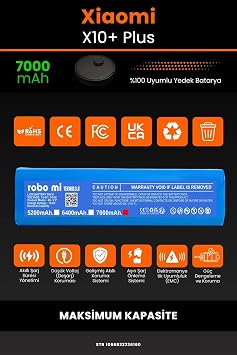 Xiaomi Robot Vacuum X10+ Plus Uyumlu 7000mAh Robot Süpürge Bataryası