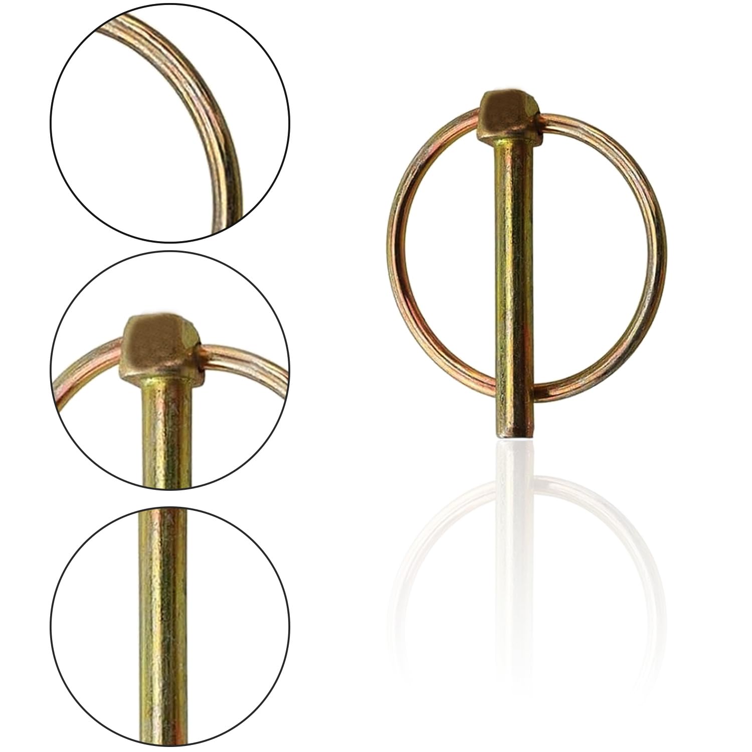 Spinotti pieghevoli rotondi 6 pezzi, Spinotti pieghevoli 10mm x 60mm, Spinotto di sicurezza zincato con supporto a molla, Bulloni di sicurezza, Per rimorchi, trattori, bicicletta, barca