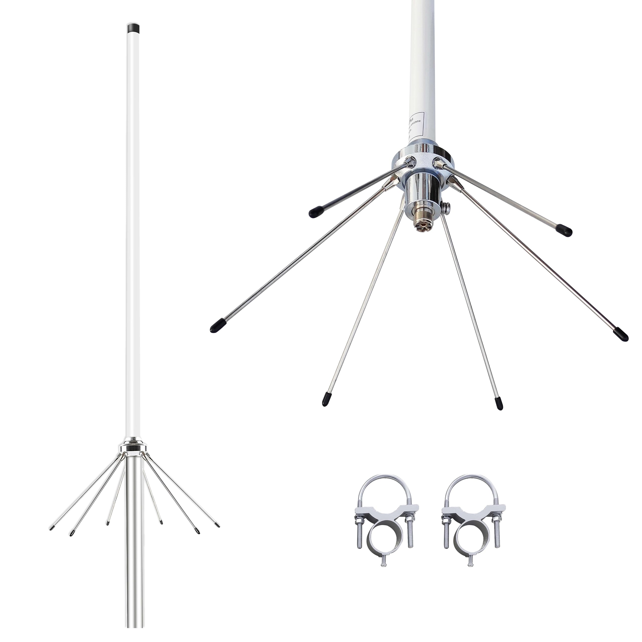 Antena repetidora de base UHF VHF de doble banda 144-148MHz 2 m / 430-460 MHz 70 cm GMRS Antena de fibra de vidrio para estaciones base de radioaficionados