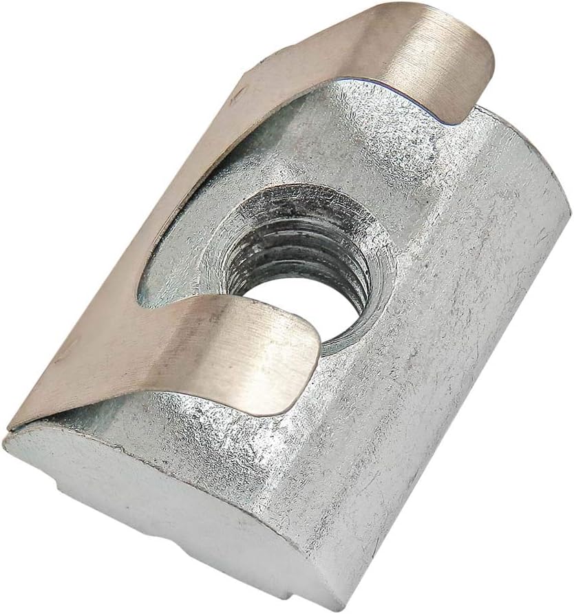 8020, 13091, 15, 30 and 40 Series M5 Short Self Aligning Steel Roll in T-Nut with Spring Leaf - T Slot T-Slotted Accessories for 1.5", 30mm or 40mm 80/20 Aluminum Extrusion - Hardware Nuts (500 Pack)