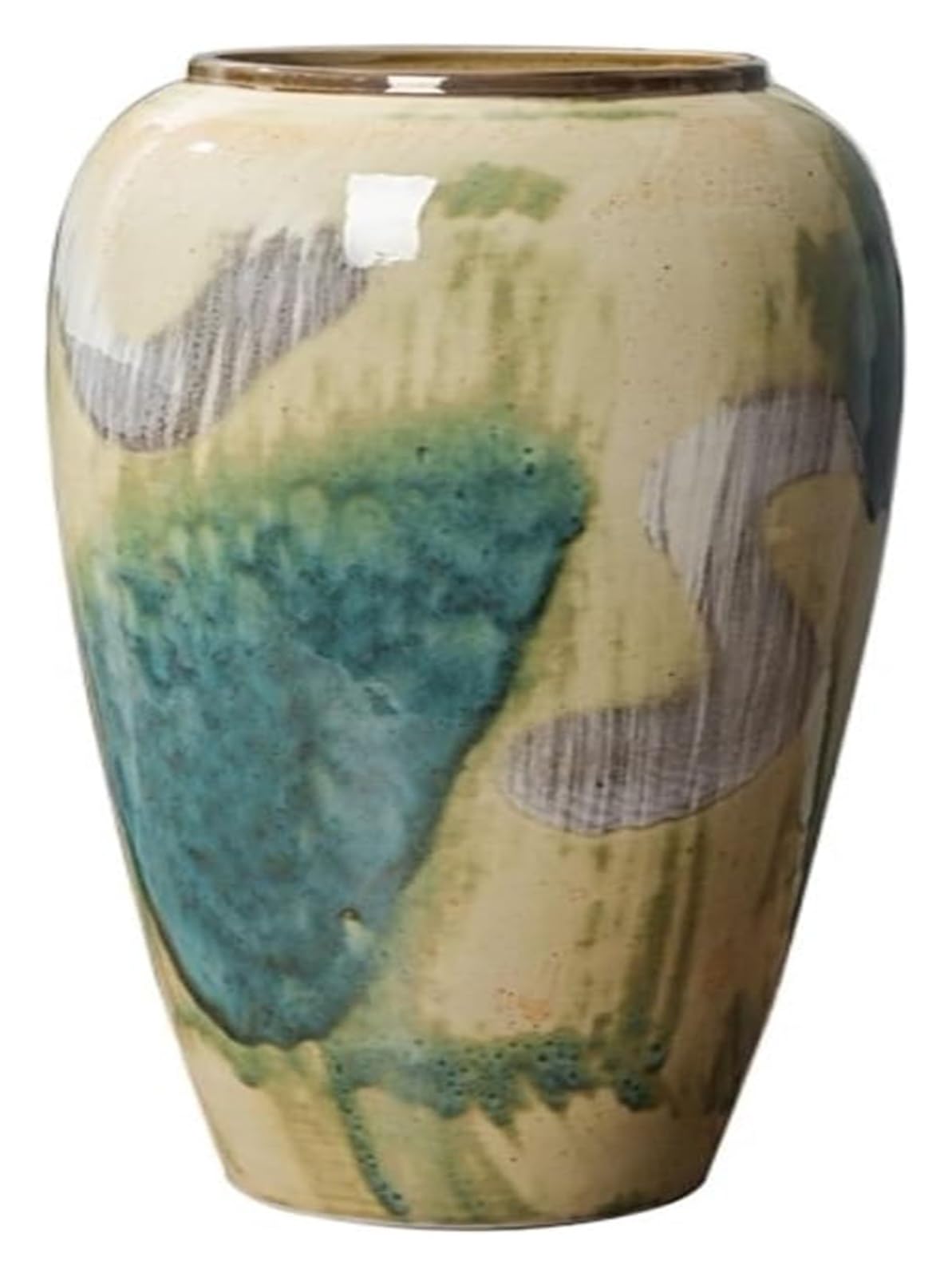 Vase Tabletop Flower Glass Home Ornaments Ceramic Dried Flowers New Chinese Style Ceramic Yellow Graffiti Vase(B)-Y-B(Grey Wolf)