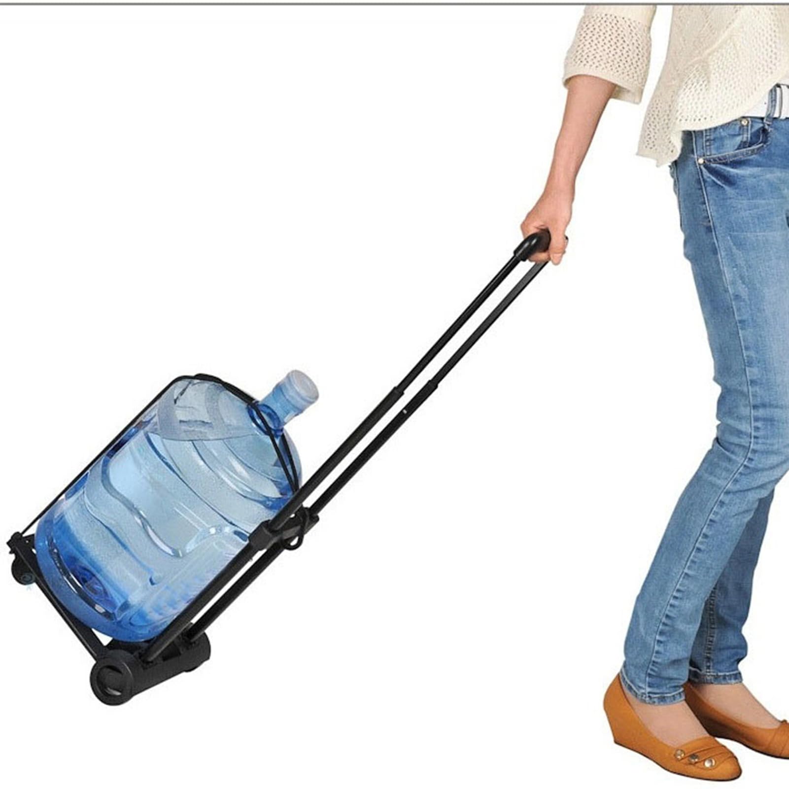 Jiawu Kleiner Zusammenklappbarer Sackkarre, Tragbar, Kompakt für den Transport auf Reisen, Einkaufen, Flughafen, Tragfähigkeit 110 Pfund, für Zuhause, Büro, Lager