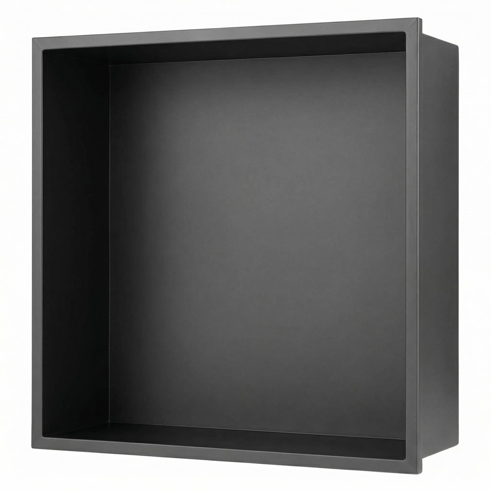 QWORK® Nicho de Ducha Empotrado de Acero Inoxidable 304, Moldura de Una Pieza, para Artículos de Tocador, Negro Mate, 32x32x12,5 cm