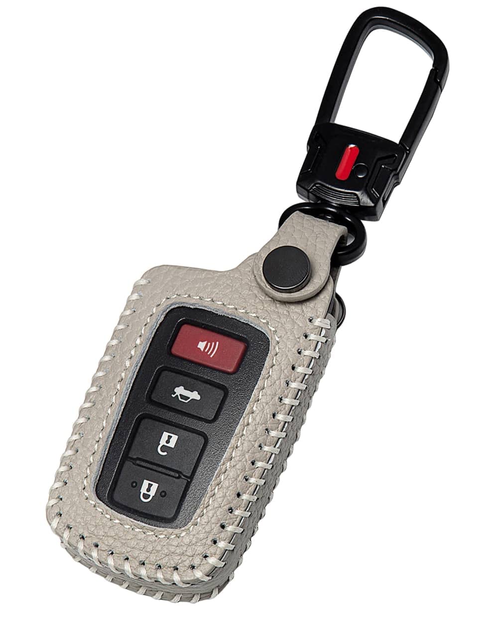 for Toyota Key Fob Cover Keychain Leather Car Key Case Fob Holder Compatible Highlander Tacoma Tundra Rav4 4Runner Camry Sequoia Corolla Prius (Gray)