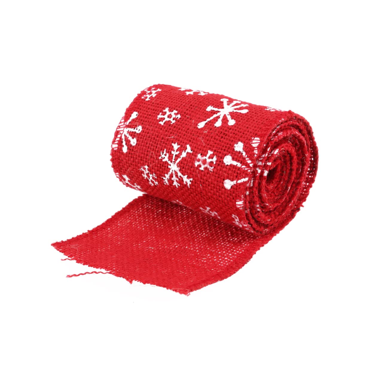 ABOOFAN Juteband mit Schneeflockenmuster Rot und Weiß Breit für Bastelarbeiten Geschenke und Dekoration zu Hause Hochzeiten und Weihnachten